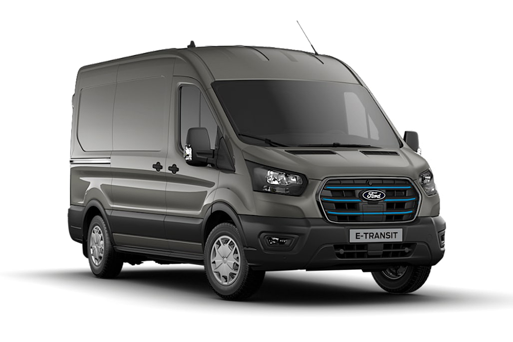 Vue frontale du nouveau Ford E-Transit