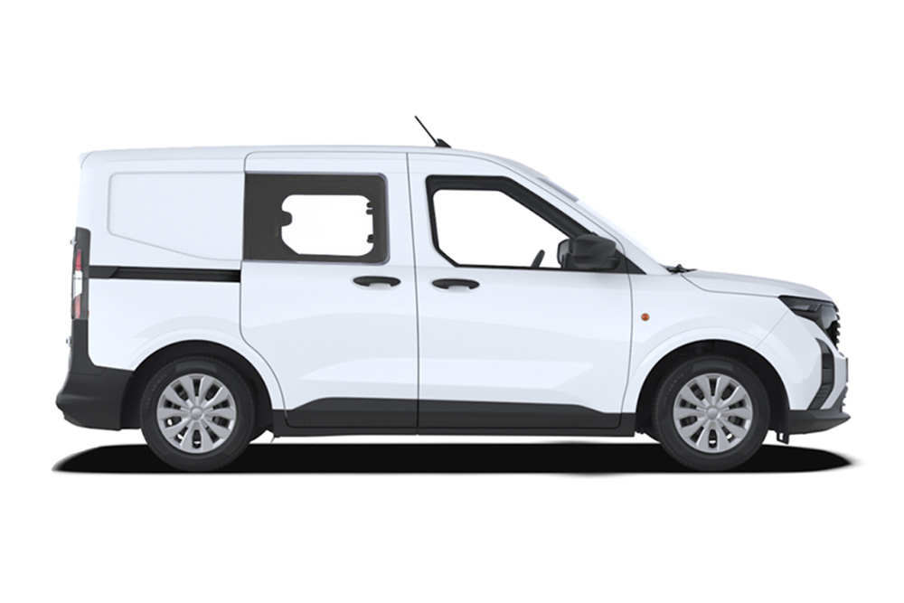 Ford Transit Courier Double cabine Fourgon couleur blanche, vue latérale